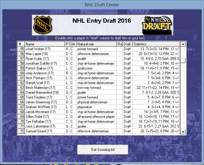 CSB Draft List 2016 Draft410