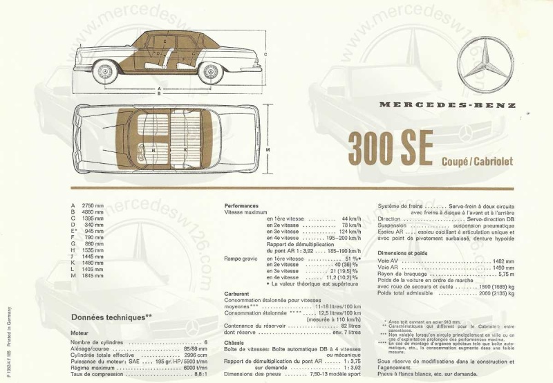 Catalogue de 1965 sur la Mercedes W112 300 SE coupé & cabriolet 300_se73