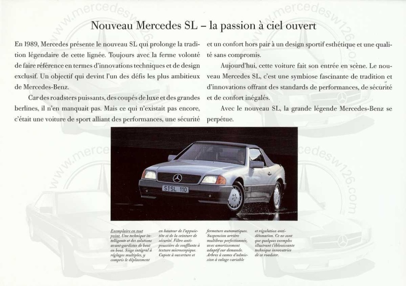 Catalogue de 1990 sur le SL R129  R129_134