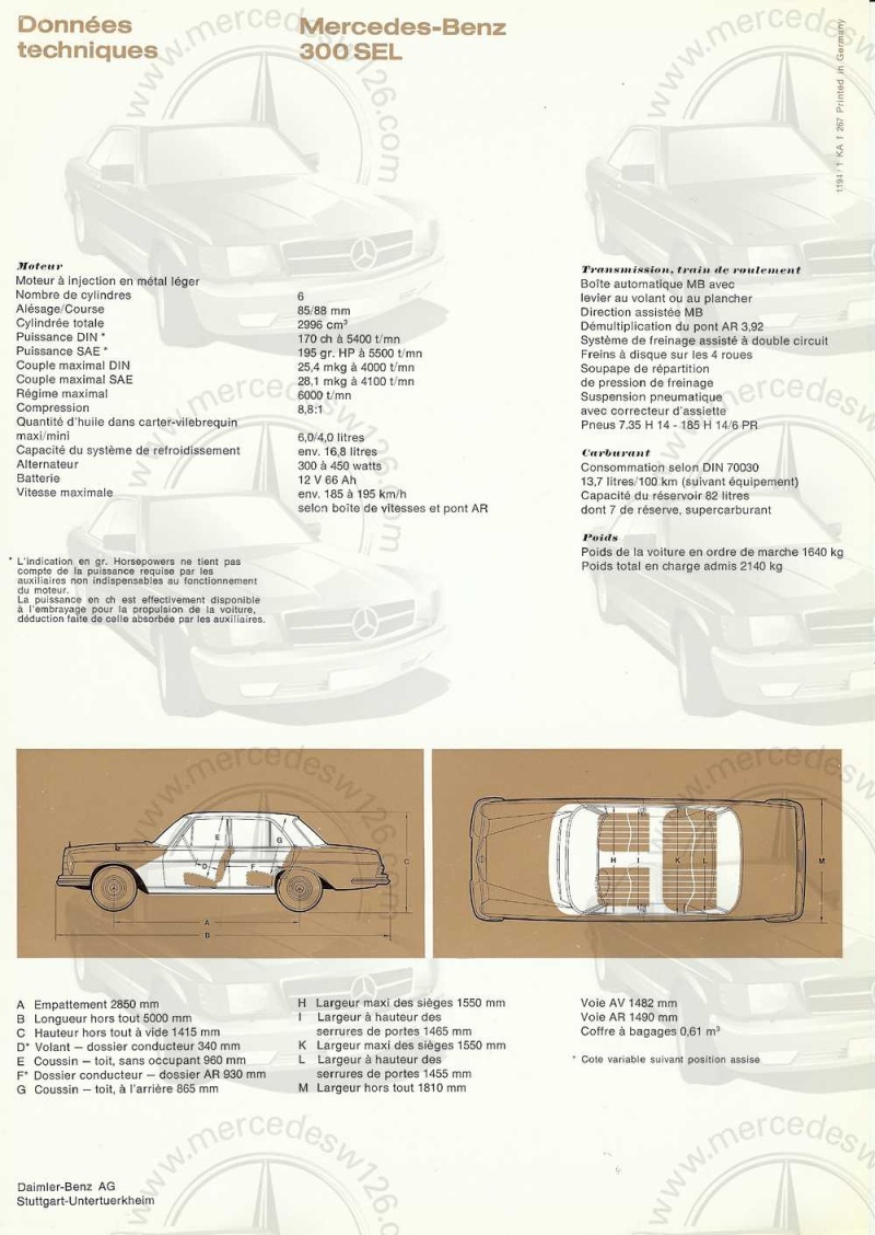 Catalogue de 1967 sur la Mercedes W109 300 SEL W109_320