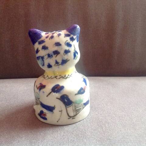 Chat Ancien En Faience Decoree Alcora Ou Autre