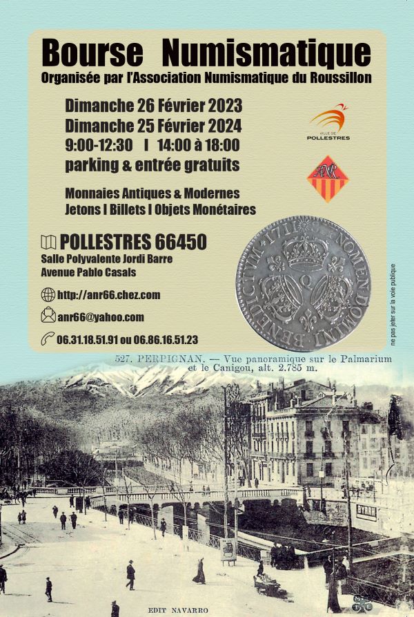 18ème Bourse Numismatique - Pollestres (66450) - 26 Février  Flyer_14