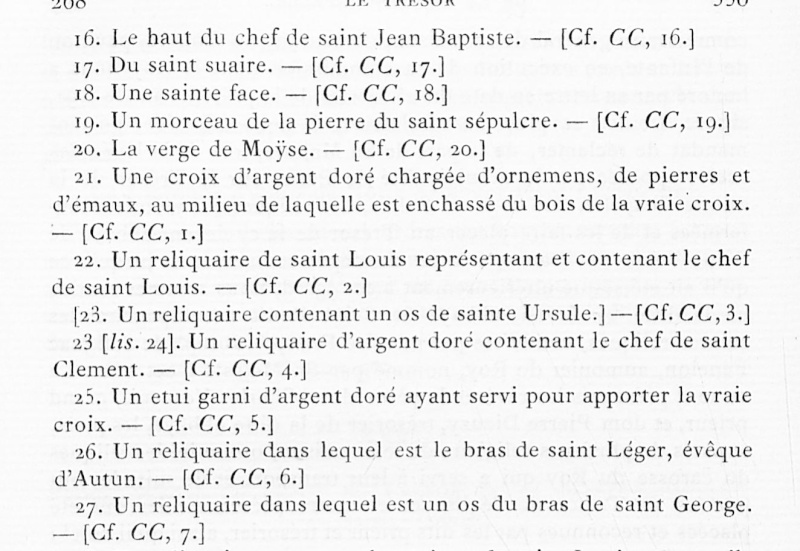 inventaire des reliques de la saint chapelle qui furent déposé à saint Denis en 1791 Export17
