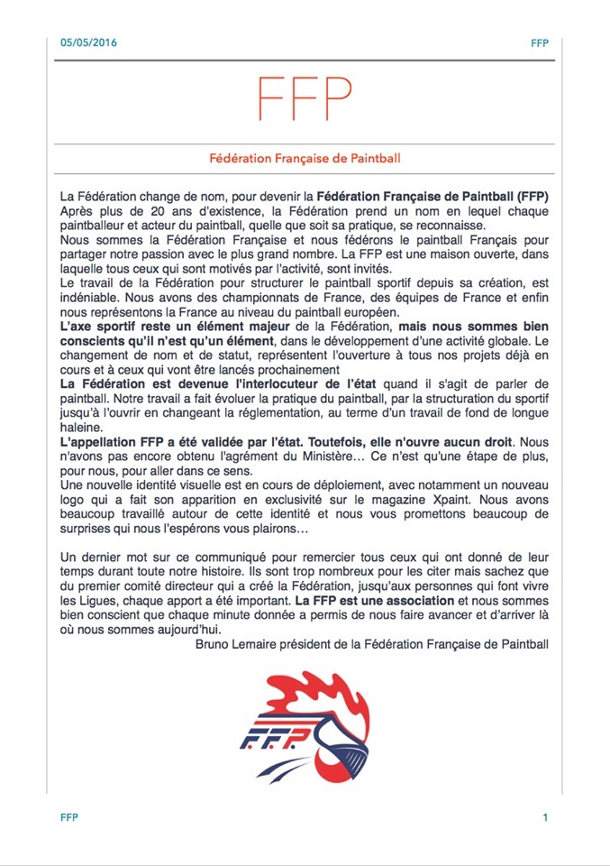 La FPS devient la FFP (Fédération Française de Paintball) 13124812