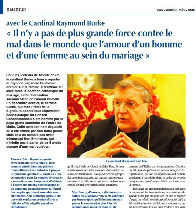 EXCLUSIF : Un entretien inédit avec le Cardinal Burke à propos de la Famille, du Mariage et du Synod Captur10