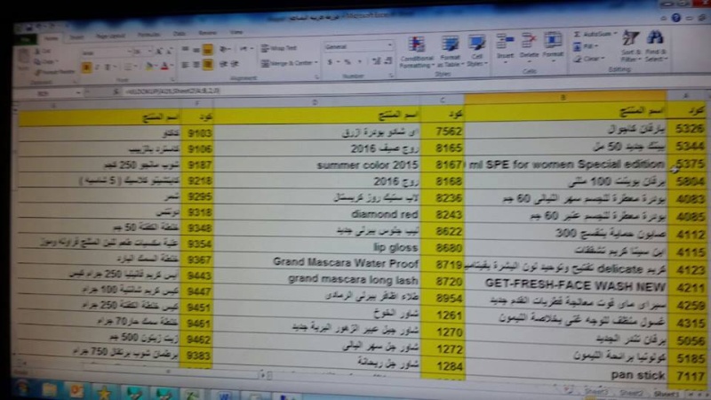 منتجات توفرت اليوم الاحد 15-5-2016   بفرع المنصوره 70330