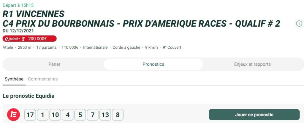 12-12-2021 --- VINCENNES - R1C4 --- Mise 18 € => Gains 0 €.  Scre1664