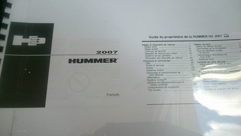 Tous les documents existants sur le Hummer( guide utilisateur, manuel d'atelier ...) Hummer H1/humvee, H2 & H3 à disposition  12523810