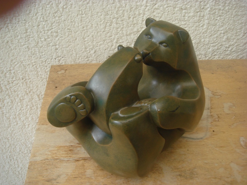 Bear and Cub, cubist, oragami style, very heavy, Japanese? Copie112