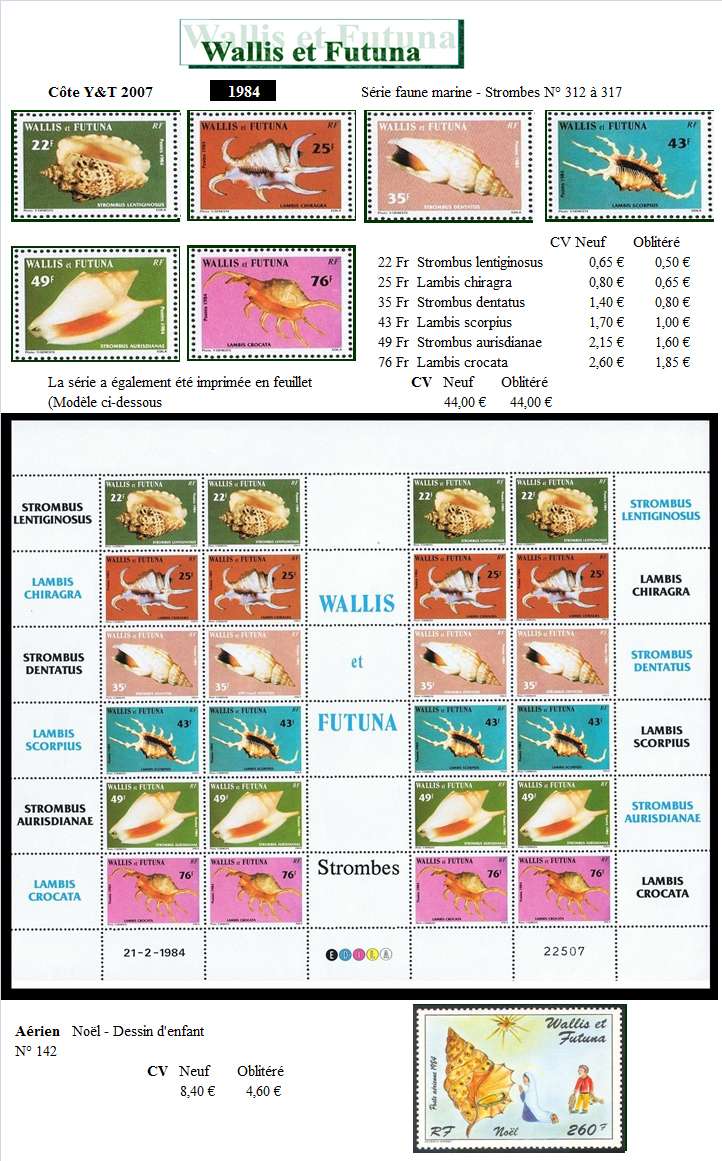 Timbres de Wallis et Futuna et coquillages Wallis23