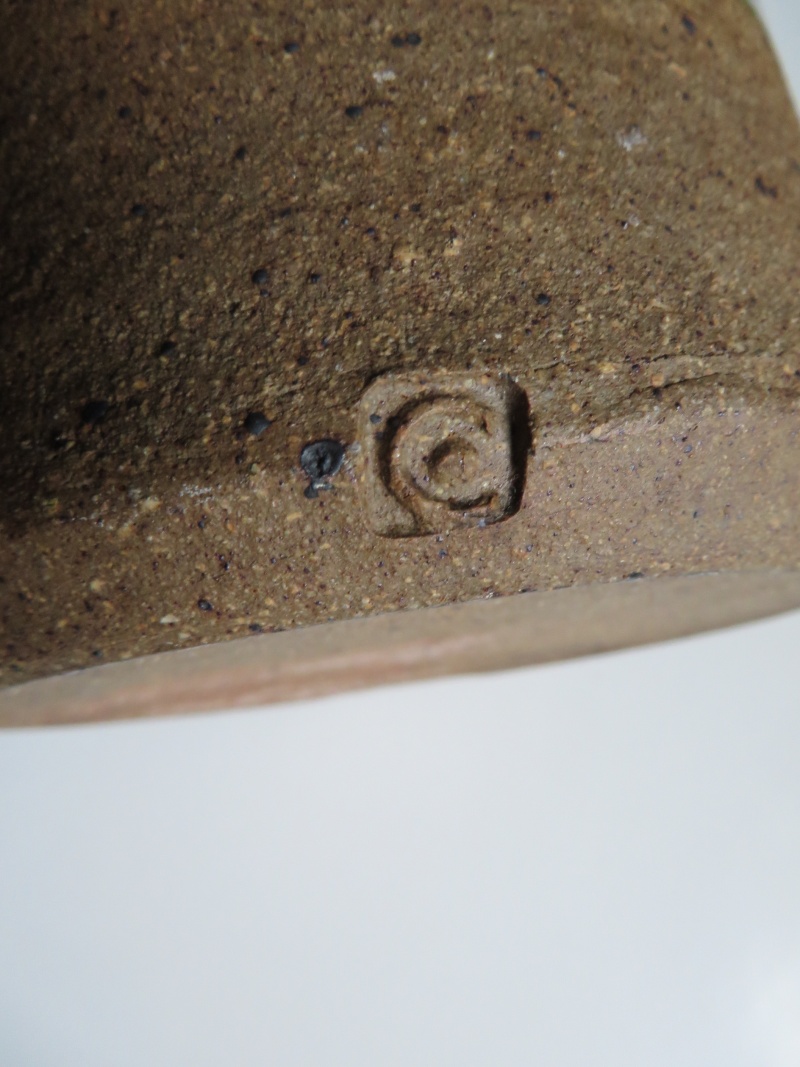 Large part glazed stoneware vase, impressed C with dot inside mark Img_7815