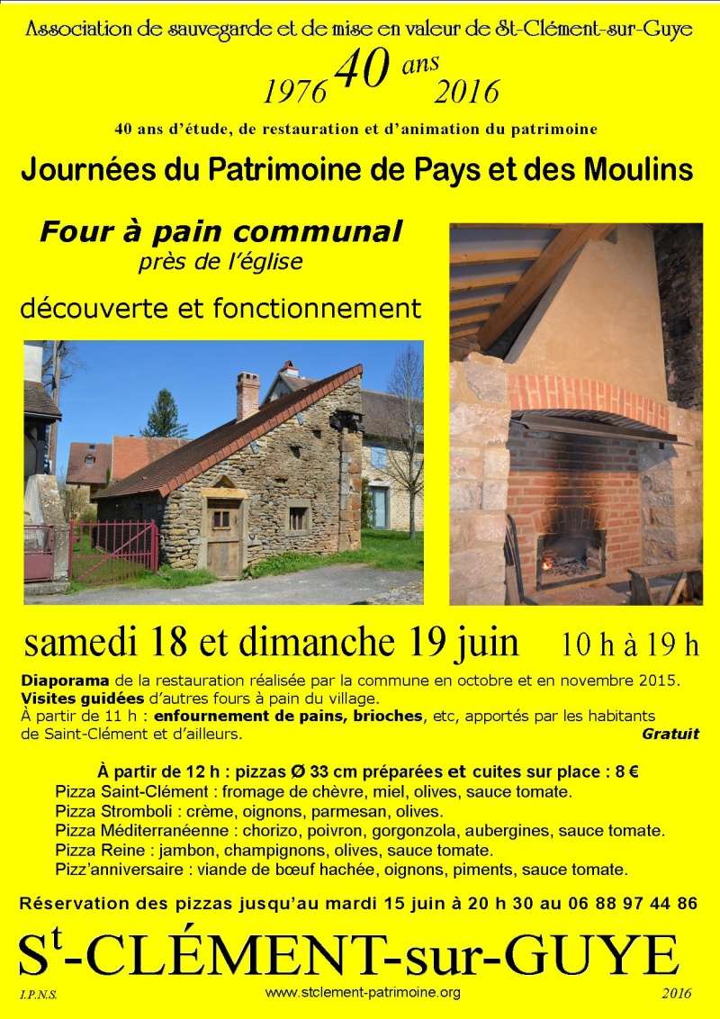 Journées du Patrimoine de Pays et des Moulins à Saint-Clément-sur-Guye, les 18 et 19 juin par l'association de sauvegarde et de mise en valeur de Saint-Clément-sur Guye Journe11