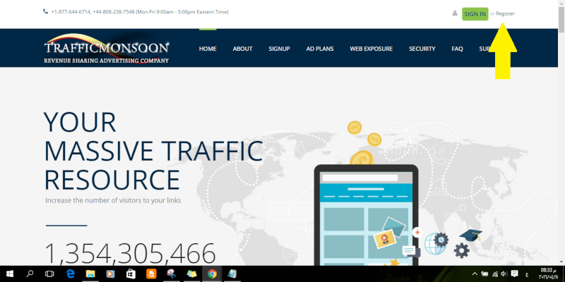 شرح التسجيل والربح كل يوم اكثر من 2$ من موقع ترافيك مونسون - trafficmonsoon Captur16