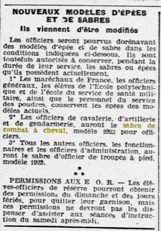 Sabre d'officier de troupe à pied modèle 1923, avec calotte en tête de lion - Page 2 175