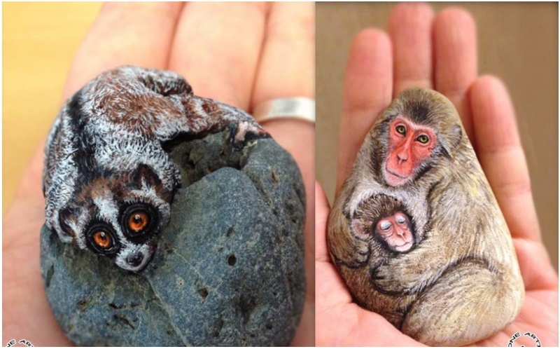 Une artiste japonaise qui peint des animaux sur des pierres Screen10