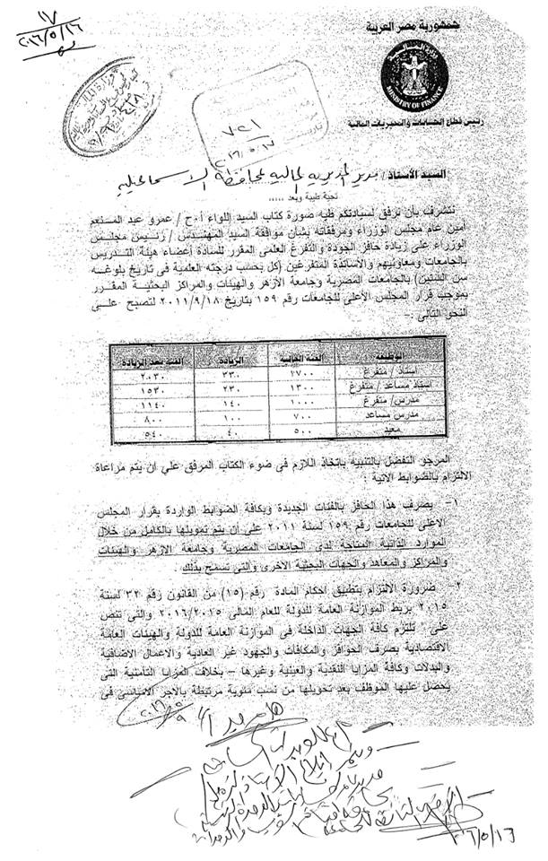 هام: قرار زيادة بدل الجامعة لاعضاء هيئة التدريس بالجامعات 131