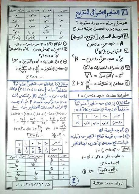 مراجعة الإحصاء فى 10 ورقات فقط للثانوية العامة 432