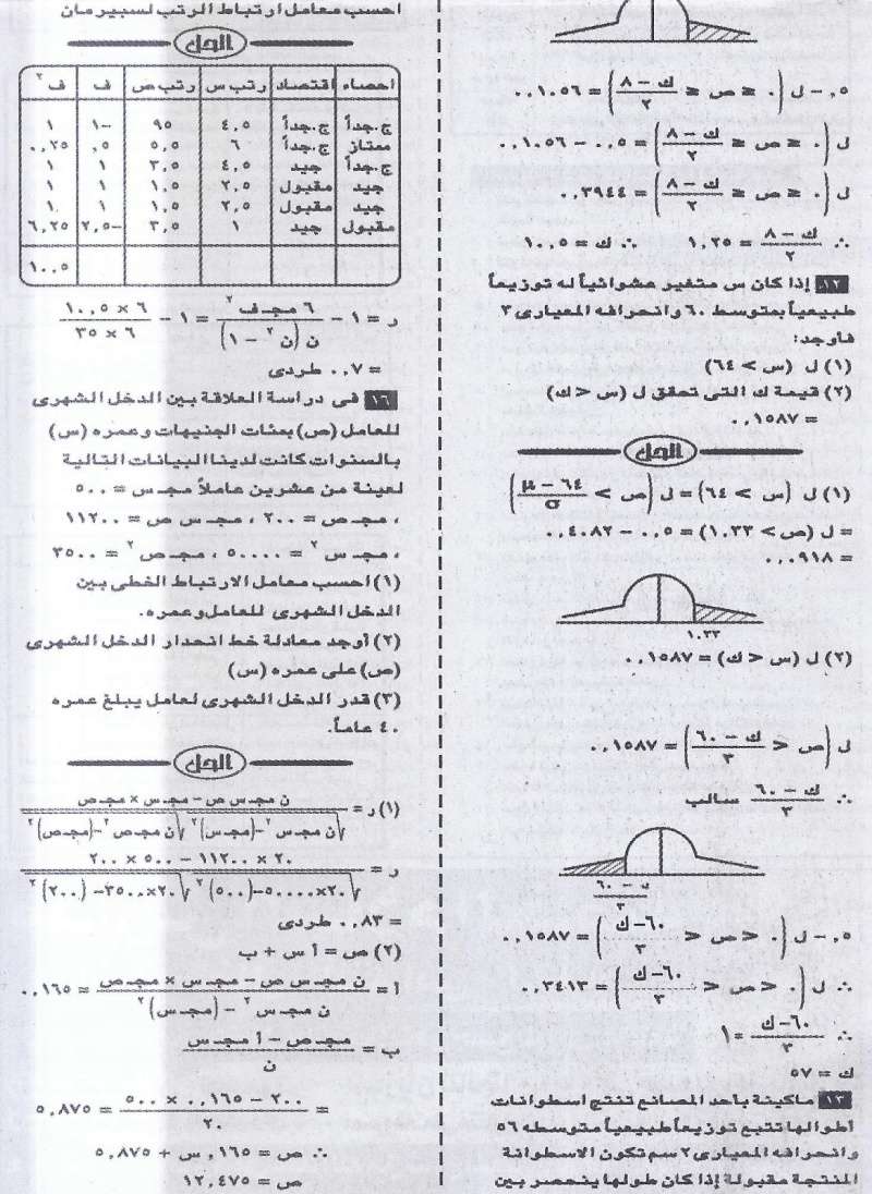 امتحان إحصاء متوقع بنظام البوكلت للثانوية العامة - ملحق الجمهورية التعليمي 720