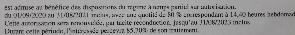 Question calcul quotitié temps partiel 20200910