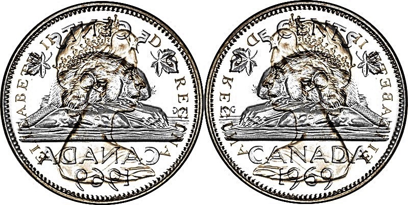 1965 - Coin Entrechoqué Revers (Rev. Die Clash) 5-cent10