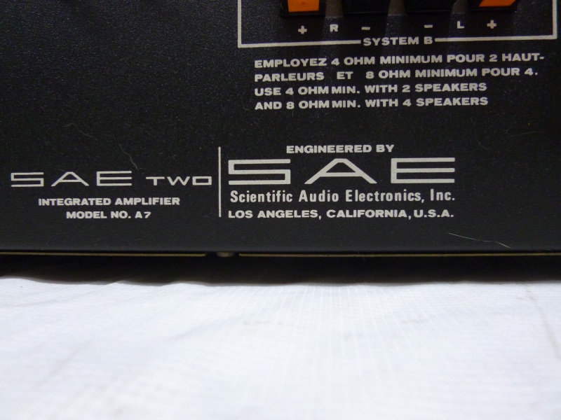 SAE Two A7 Integrated Amplifier ( Rare & vintage) Sold P1020416