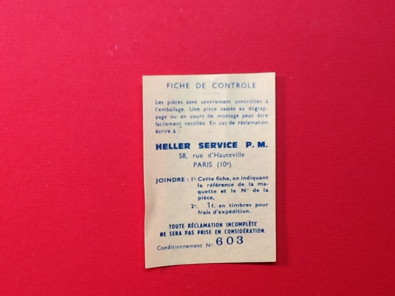 Fiche de controle SAV HELLER Helle277
