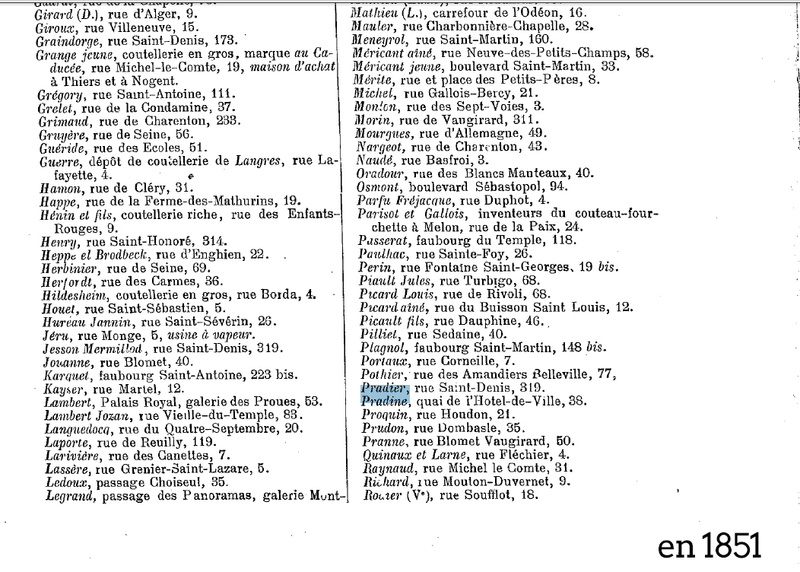 Monsieur PRADIER 1830, 22 rue Bourg l'Abbé Paris Pradie13