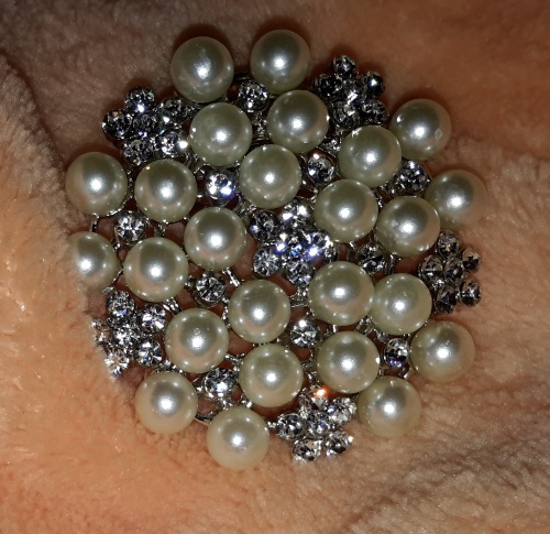 Valdler Fashion Brosche aus Perlen Kristall Blumen Broschenadeln Elfenbein und Silber Brosch12
