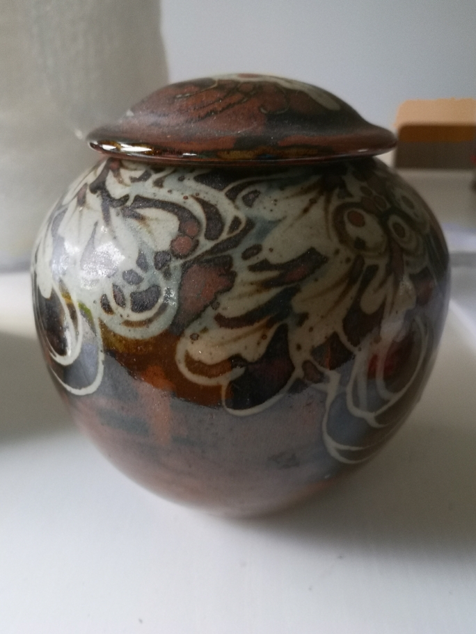 Studio pottery ginger jar impressed AR mark Img_2027