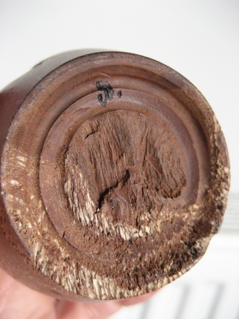 Tiny Wood Turned Bulbous Vase Shape, Fluted Rim With Mark Img_3511