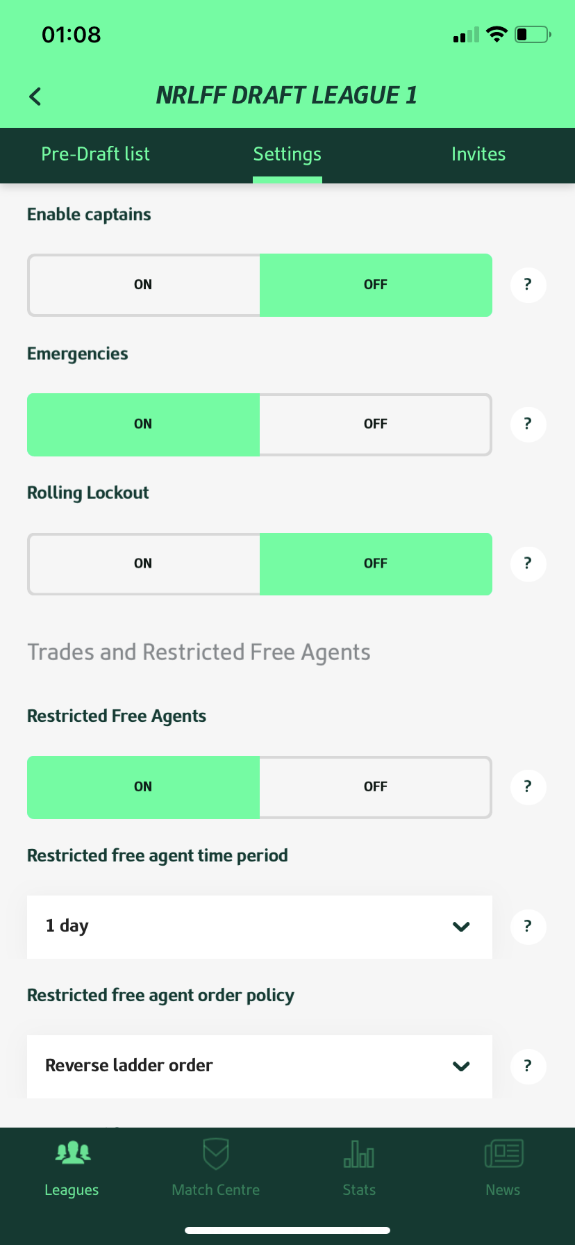 2021 Ff Nrl Fantasy Draft League