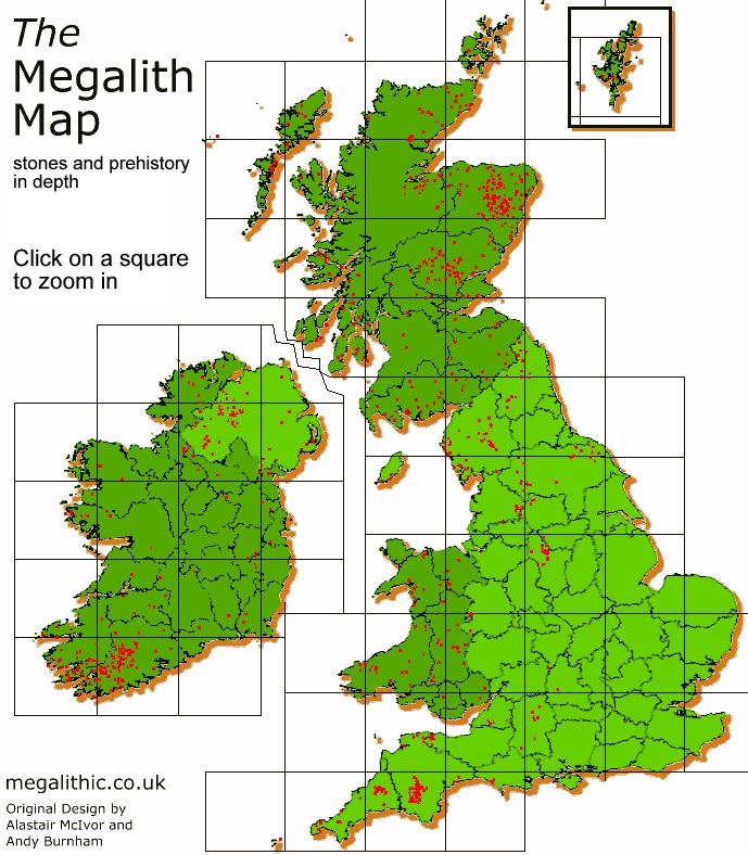 Map of Megalithic and Prehistoric sites in UK  Image90