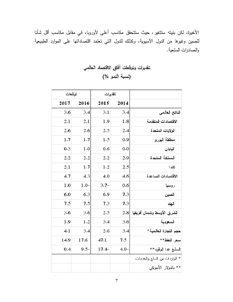 استشراف آفاق الأقتصاد العالمي والعربي 2016- 2017 Image012