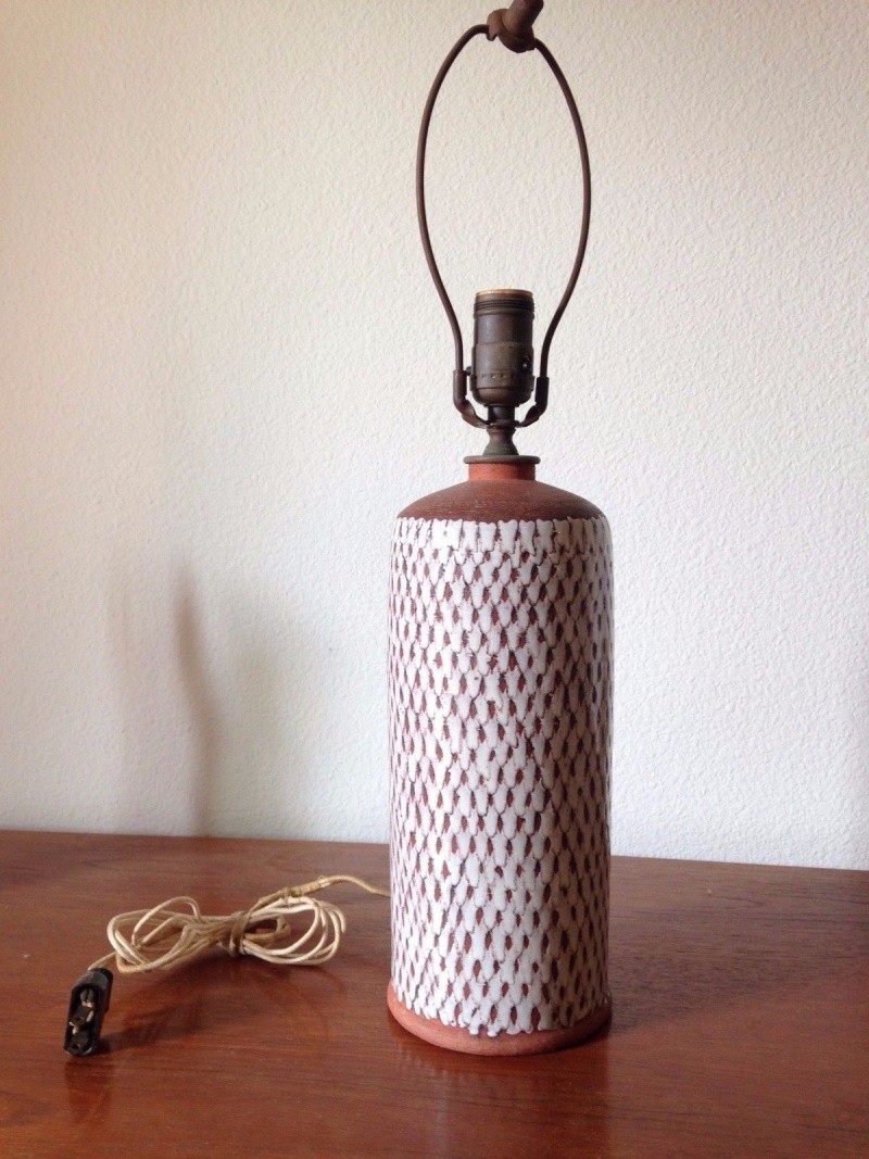 Unknown Signature earthenware ceramic table lamp - Denmark, c. 1950-1960s S-l16010