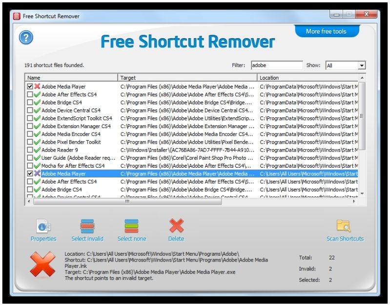 برنامج Free Shortcut Remover للتخلص تماماً من فايروس شورتكت Sshot110