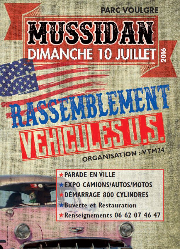 Mussidan (24) rassemblement véhicules US, 10 juillet 2016 Affich35