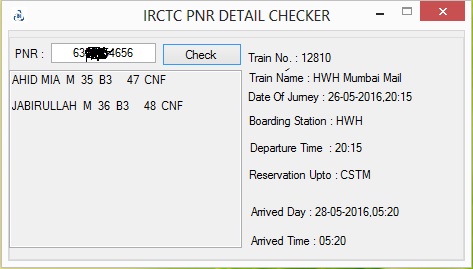 IRCTC PNR DETAILE CHECKER FIRST TYPE OF PNR CHECKER DESKTOP APPLICATION ON NET NOW AVAILABLE FOR DOWNLOAD Screen10