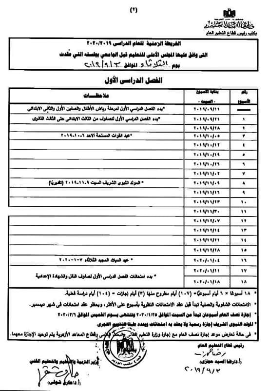 مواعيد انطلاق امتحانات الترم الأول"2019-2020 " لكل فرق ابتدائى و إعدادى و ثانوى 311