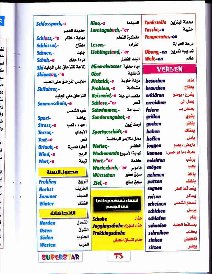 أهم كلمات اللغة الألمانية للصف الثانى الثانوى أربع ورقات 75264912