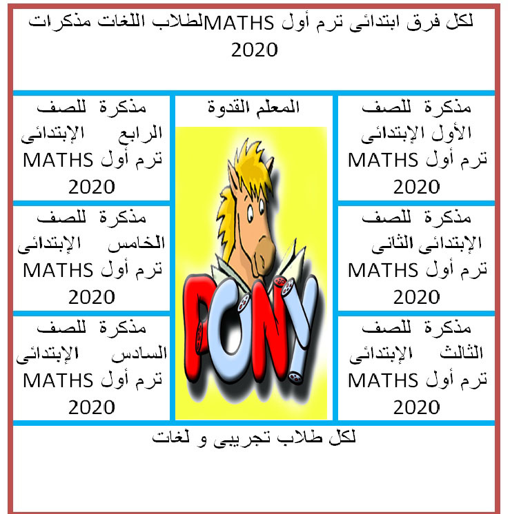 لطلاب اللغات مذكرات MATHS  لكل فرق ابتدائى ترم أول 2020 Ao24