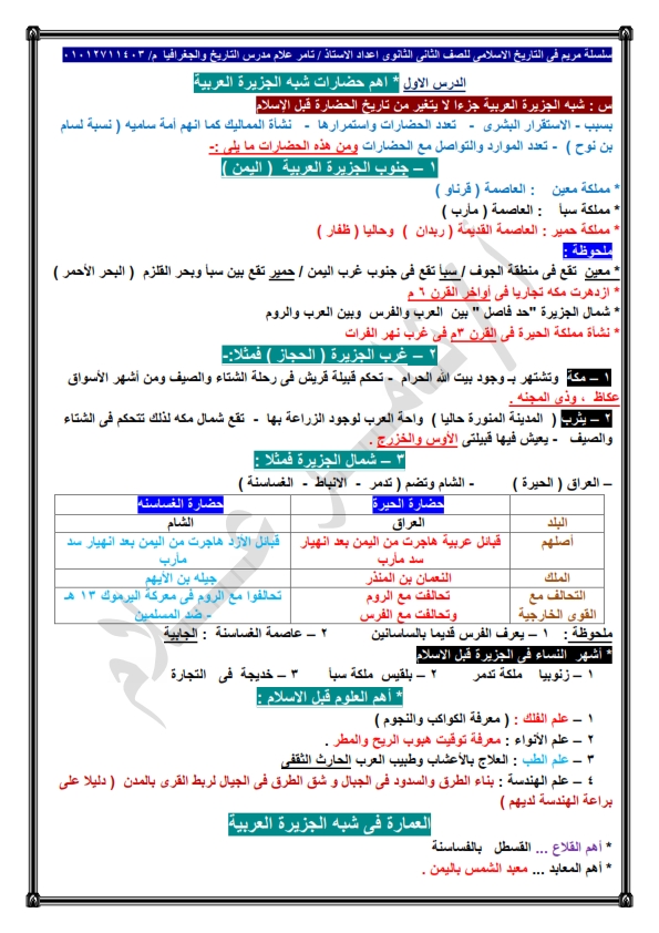  ليلة الإمتحان تاريخ للصف الثانى الثانوى  ترم أول 2021   Emaili10