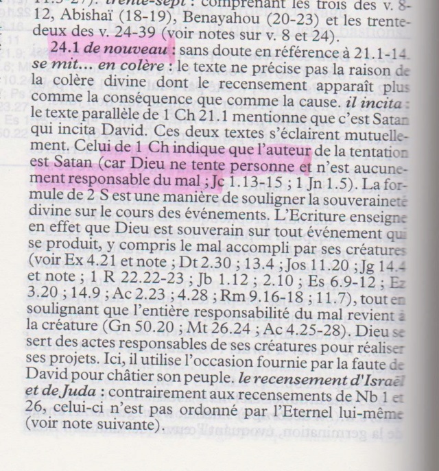 Qui a incité David à dénombrer le peuple d’Israël? Semeur10