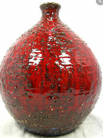 Petit Vase Figue rouge Krösselbach Keramik att. à Karl Heinz Löffler  Capt1161