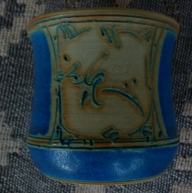 vase en grès émaillé bleu - Annie ROUEIRE MURATET  Capt1238