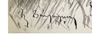 aquarelle signée Bourguignon  Bord de rivière avec lavandieres - Paray Capt1948