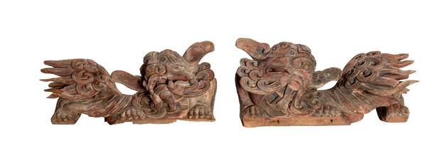 Chine - Paire de dragons en bois Capt3548