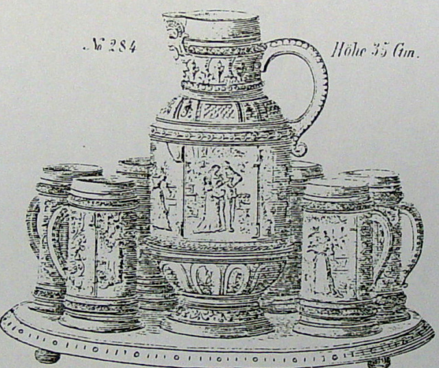 Grand pichet  à couvercle en grès au sel avec scène de taverne et date 1588 - Reinhold Hanke circa 1870 - Modèle 64 Capt4276