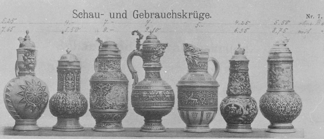 Grand pichet  à couvercle en grès au sel avec scène de taverne et date 1588 - Reinhold Hanke circa 1870 - Modèle 64 Capt4277