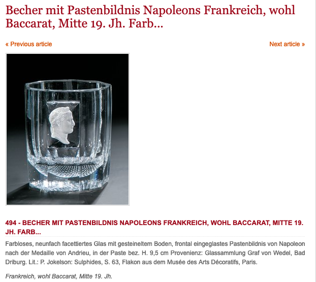Gobelet en cristal avec profil de Napoléon : datation ? Origine ? Capt4494