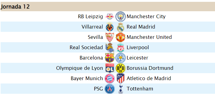 Alineaciones jornada 12 Jornad12